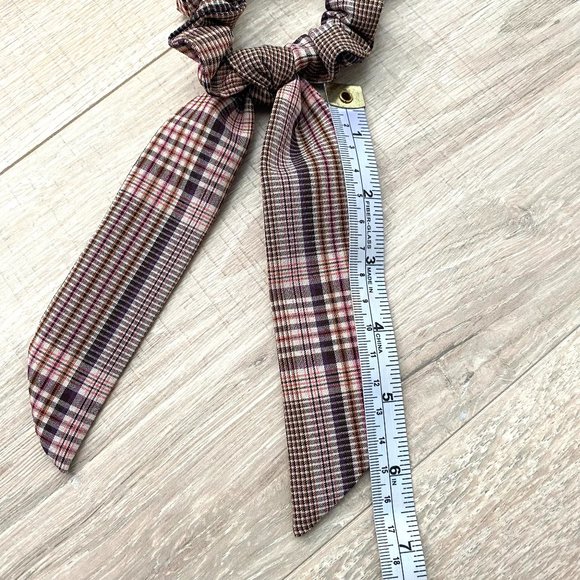 2 NWOT Handmade Brown Pink Plaid Scrunchies - Picture 4 of 4